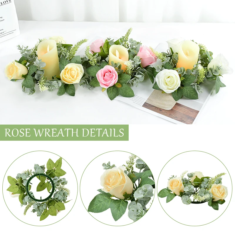 Easter Artificial Flower Candlestick Wreath Fake Rose Candle Rings Holder Wedding Birthday Party Home Table Centerpiece Decor
Easter Artificial Flower Candlestick Wreath Fake Rose Candle Rings Holder Wedding Birthday Party Home Table Centerpiece Decor