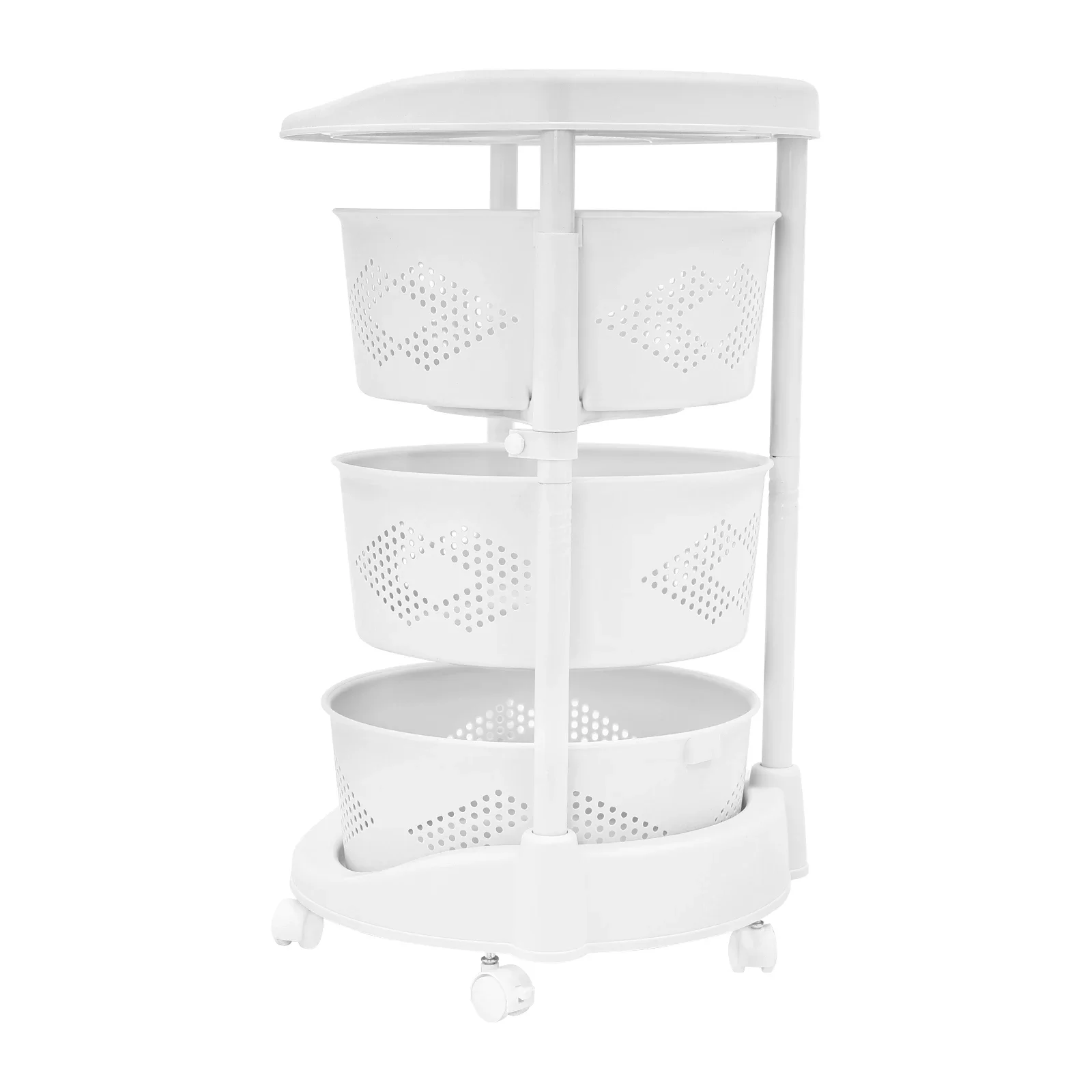 3 Baskets Rotating Storage Shelves Rack with 5 Wheels for Living Rooms, Kitchens, Bathrooms
3 Baskets Rotating Storage Shelves Rack with 5 Wheels for Living Rooms, Kitchens, Bathrooms