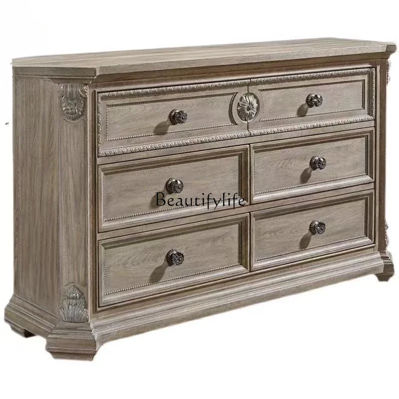 FG40-*Drawer cabinet solid wood carving flower dining side cabinet French retro old
FG40-*Drawer cabinet solid wood carving flower dining side cabinet French retro old