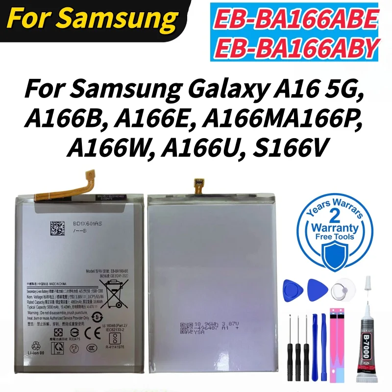 New EB-BA166ABE=EB-BA166ABY high quality For Samsung Galaxy A16 5G, A166B, A166E, A166M,A166P, A166W, A166U, S166V battery
New EB-BA166ABE=EB-BA166ABY high quality For Samsung Galaxy A16 5G, A166B, A166E, A166M,A166P, A166W, A166U, S166V battery