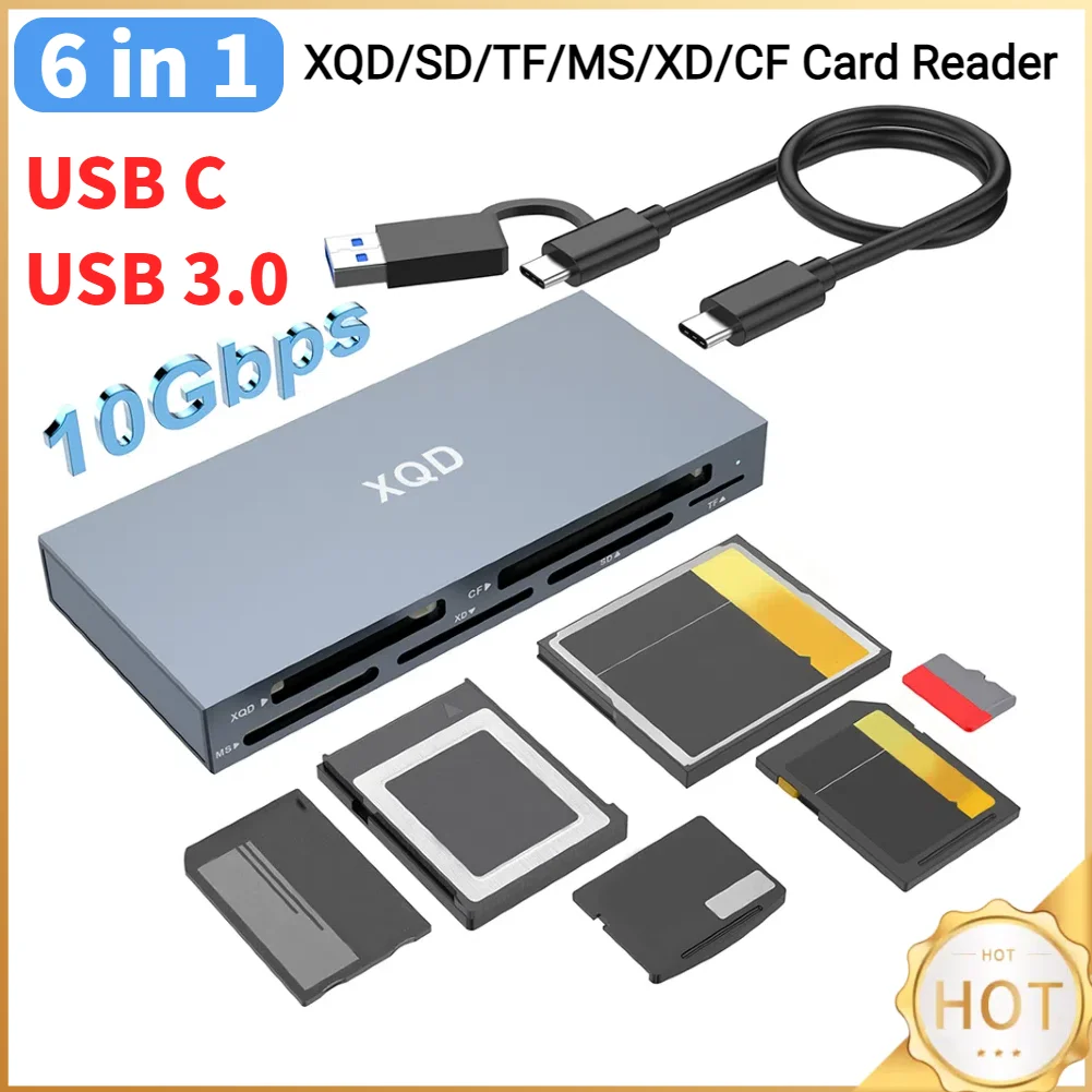 6 in 1 Multi XQD Reader USB C USB 3.0 XQD/SD/TF/MS/XD/CF Reader Memory Card Reader Multi-Card Reader Adapter for Sony G/M Series
6 in 1 Multi XQD Reader USB C USB 3.0 XQD/SD/TF/MS/XD/CF Reader Memory Card Reader Multi-Card Reader Adapter for Sony G/M Series