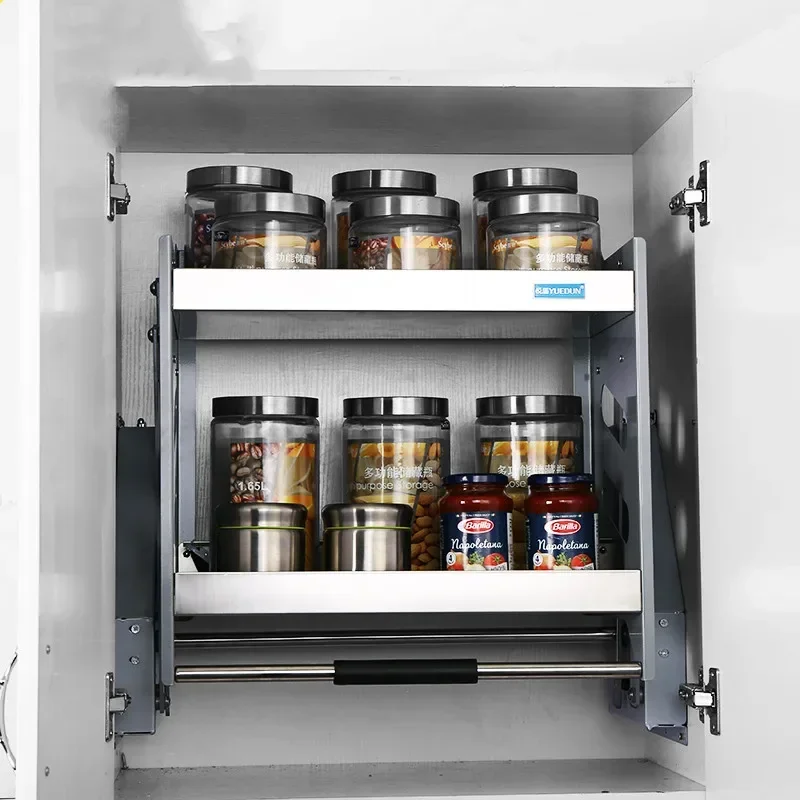 Kitchen Cabinet Wall Cabinet Lift Pull Basket Double-layer Storage Basket Seasoning Basket Storage Drop-down Buffer Rack
Kitchen Cabinet Wall Cabinet Lift Pull Basket Double-layer Storage Basket Seasoning Basket Storage Drop-down Buffer Rack
