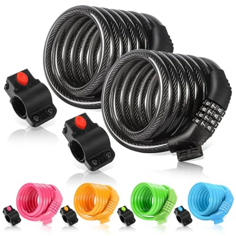 Bike Lock M6, Cable Lock 6 Feet Long Coiled Security Resettable Combo Combination Lock Bicycle Lock with Mounting Bracket
Bike Lock M6, Cable Lock 6 Feet Long Coiled Security Resettable Combo Combination Lock Bicycle Lock with Mounting Bracket
