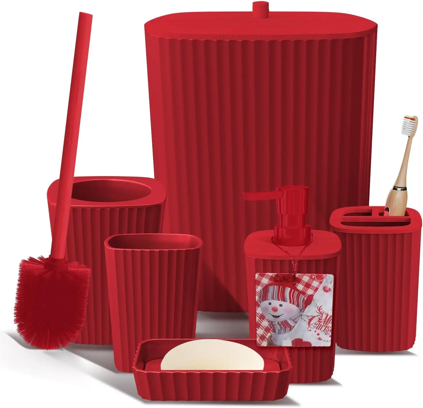 Christmas Bathroom Accessories Set - 6PC Holiday Decor with Toilet Brush, Trash Can & Soap Dispenser for Festive Decor
Christmas Bathroom Accessories Set - 6PC Holiday Decor with Toilet Brush, Trash Can & Soap Dispenser for Festive Decor
