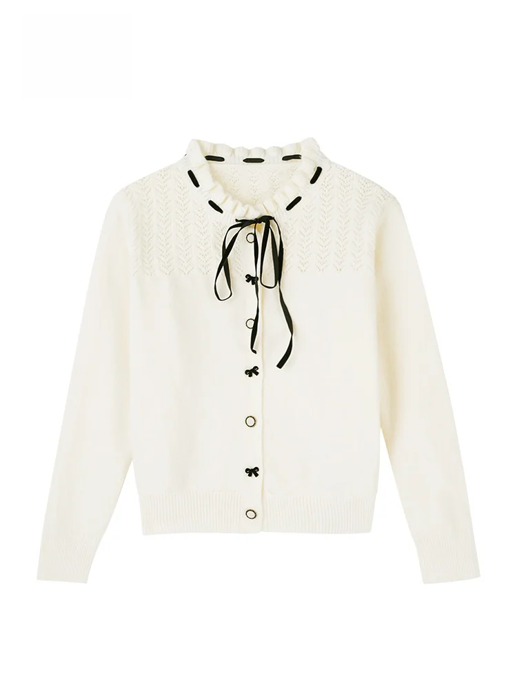 GOFAR Knitted Open Cardigan Women Long Sve Hollow out Bow Tie Stand Collar Sweater Simple Sle Loose Fit Spring Faion
GOFAR Knitted Open Cardigan Women Long Sve Hollow out Bow Tie Stand Collar Sweater Simple Sle Loose Fit Spring Faion