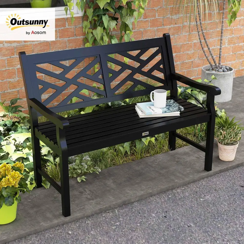 Outdoor Garden Bench, Wooden Frame Patio Bench with Geometric Pattern, 43.25 Inch Weatherproof 2Person Love Seat for Garden, La
Outdoor Garden Bench, Wooden Frame Patio Bench with Geometric Pattern, 43.25 Inch Weatherproof 2Person Love Seat for Garden, La