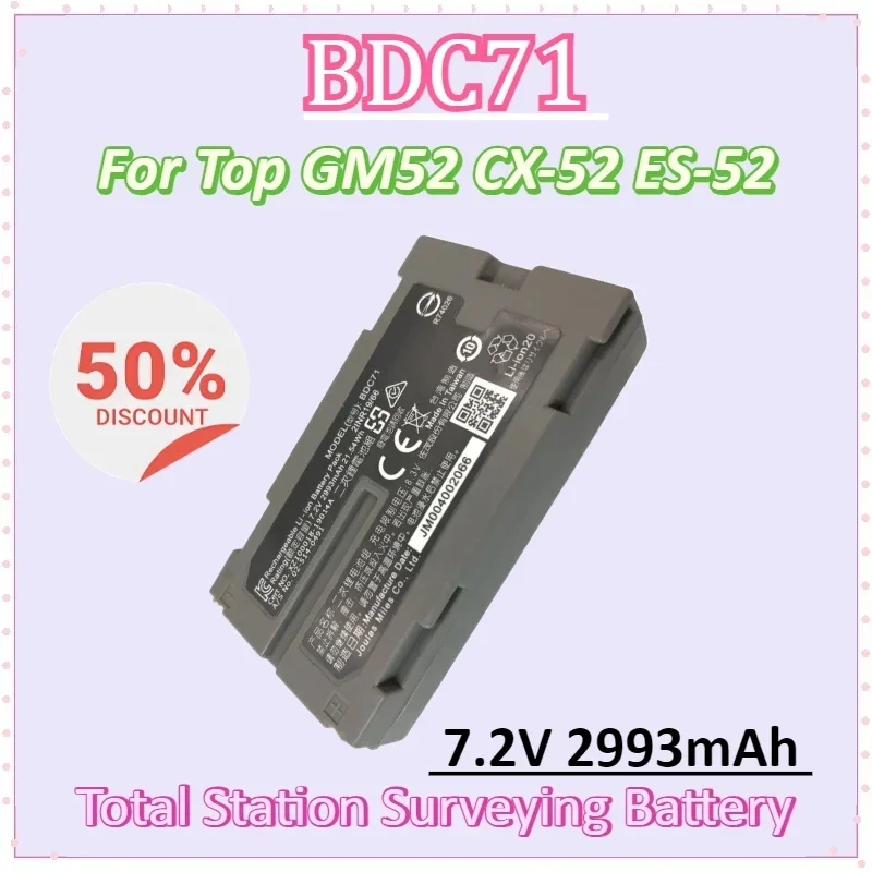 BDC71 7.2V 2993mAh Rechargeable Battery for Top GM52 CX-52 ES-52 Total Station Li-ion Battery
BDC71 7.2V 2993mAh Rechargeable Battery for Top GM52 CX-52 ES-52 Total Station Li-ion Battery