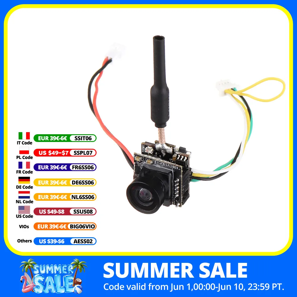 Eachine TX06 700TVL FOV 120 Degree 5.8Ghz 48CH 25mW Smart Audio Mini FPV Camera Support Pitmode AIO Transmitter For RC Drone
Eachine TX06 700TVL FOV 120 Degree 5.8Ghz 48CH 25mW Smart Audio Mini FPV Camera Support Pitmode AIO Transmitter For RC Drone