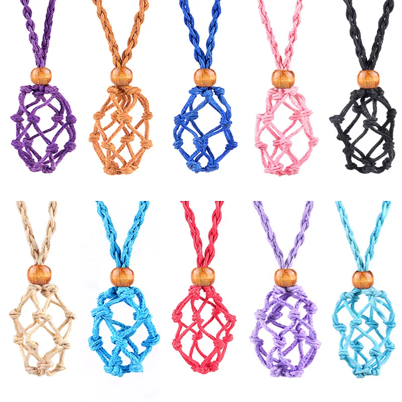 Natural stone mesh pocket woven necklace pendant Adjustable retractable mesh pocket Handwoven mesh holder 10 colors mixed
Natural stone mesh pocket woven necklace pendant Adjustable retractable mesh pocket Handwoven mesh holder 10 colors mixed