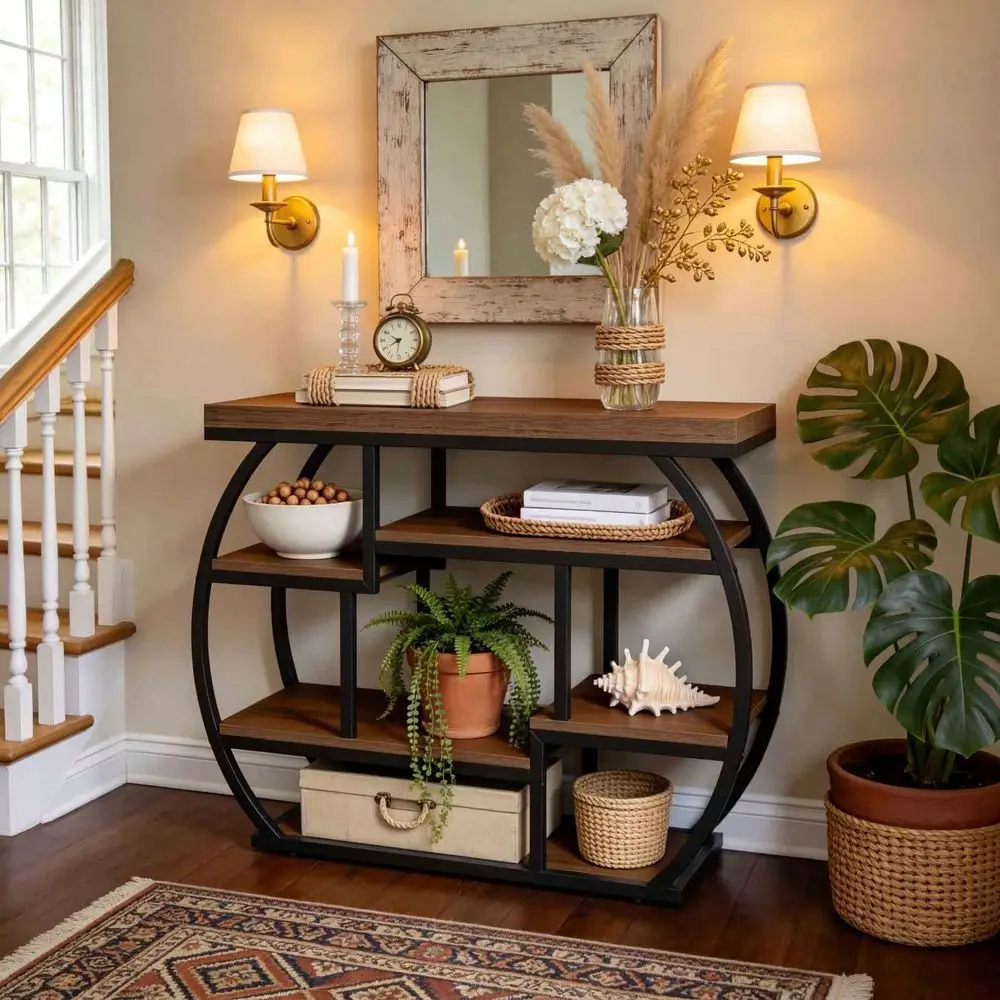 6Tier Console Table, 39.4 Industrial Sofa Entryway Table With Storage Shelves, Narrow Rustic Brown Wooden Accent Table With Met
6Tier Console Table, 39.4 Industrial Sofa Entryway Table With Storage Shelves, Narrow Rustic Brown Wooden Accent Table With Met