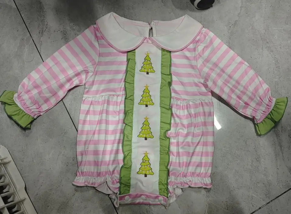 Baby Girls Christmas Romper, Long Sleeve Doll Collar Stripes Embroidery Tree Bodysuit Clothes for Casual Daily
Baby Girls Christmas Romper, Long Sleeve Doll Collar Stripes Embroidery Tree Bodysuit Clothes for Casual Daily