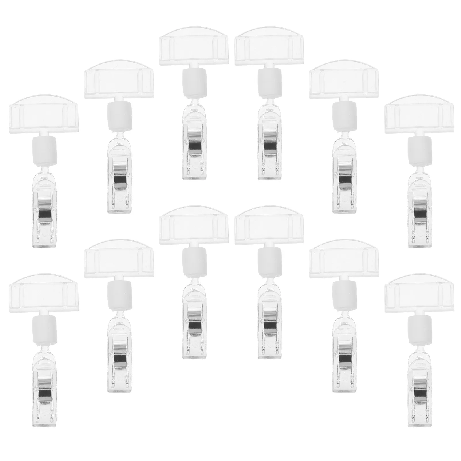 12Pcs Advertising Clip ABS Rotatable Price Tag Holder Sign Clip for Merchandise Display Retail Store Name Tag Poster Card Holder
12Pcs Advertising Clip ABS Rotatable Price Tag Holder Sign Clip for Merchandise Display Retail Store Name Tag Poster Card Holder