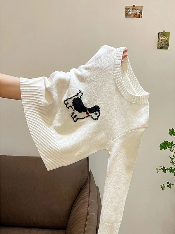 Salt Series Pixel Dog Embroidery round Neck Knitwear Women's Autumn Winter Inner Wear Elastic Soft Long Sleeve Knitted Shirt
Salt Series Pixel Dog Embroidery round Neck Knitwear Women's Autumn Winter Inner Wear Elastic Soft Long Sleeve Knitted Shirt