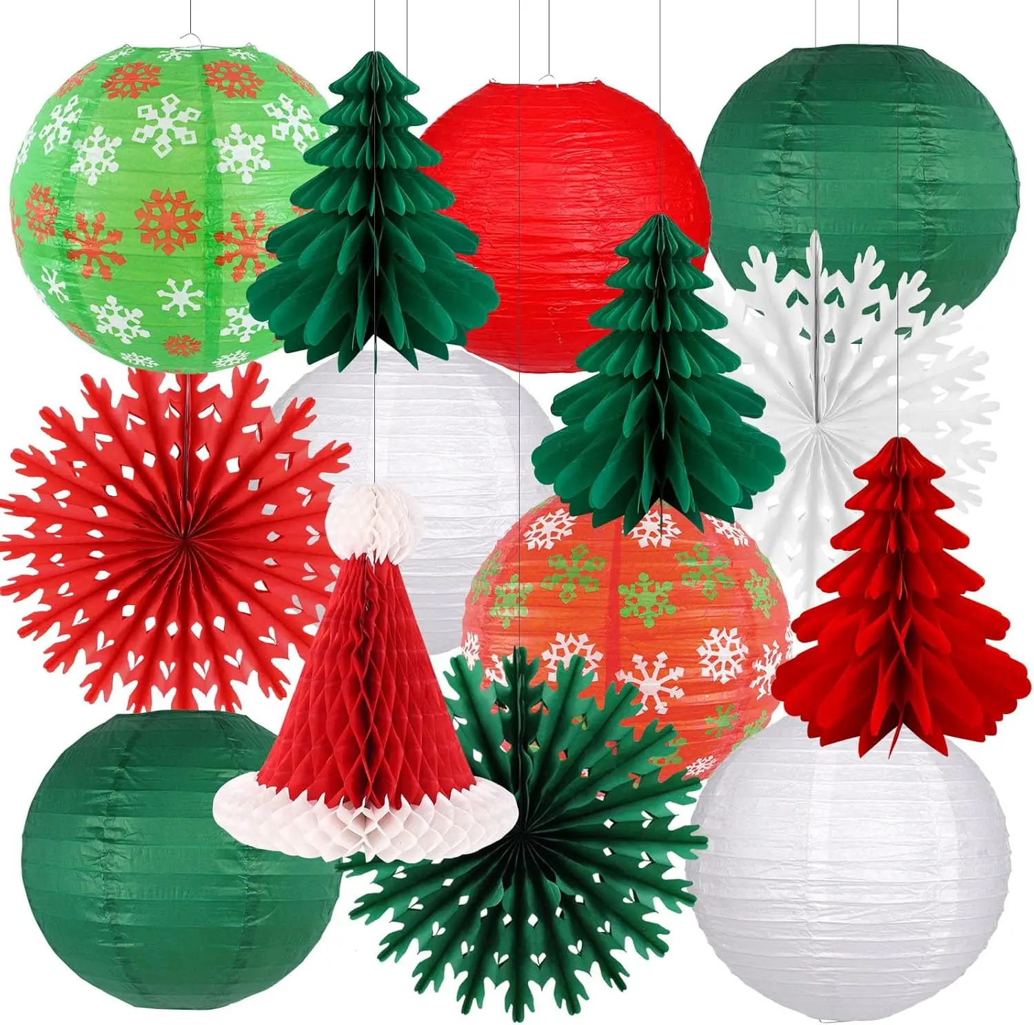 Festive Paper Lanterns & Santa Hats for Christmas Party Decor
Festive Paper Lanterns & Santa Hats for Christmas Party Decor