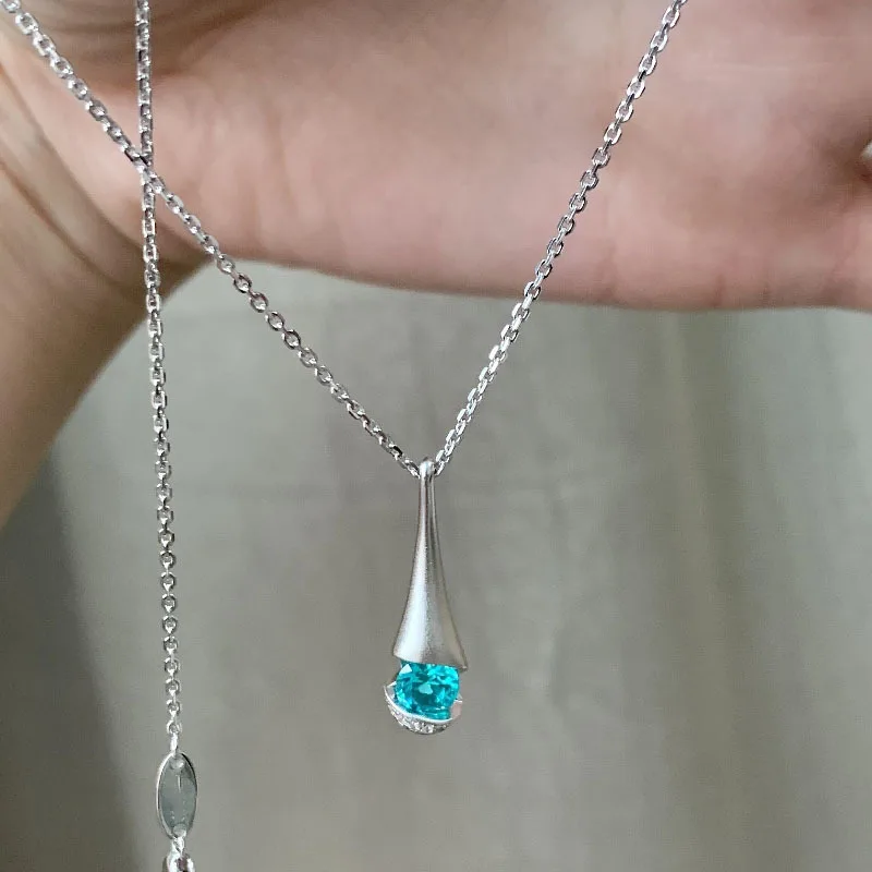 Retro High quality Matte water droplet Paraiba necklaces silver 925 fashion light luxury blue gem collar new in Pendant jewelry
Retro High quality Matte water droplet Paraiba necklaces silver 925 fashion light luxury blue gem collar new in Pendant jewelry
