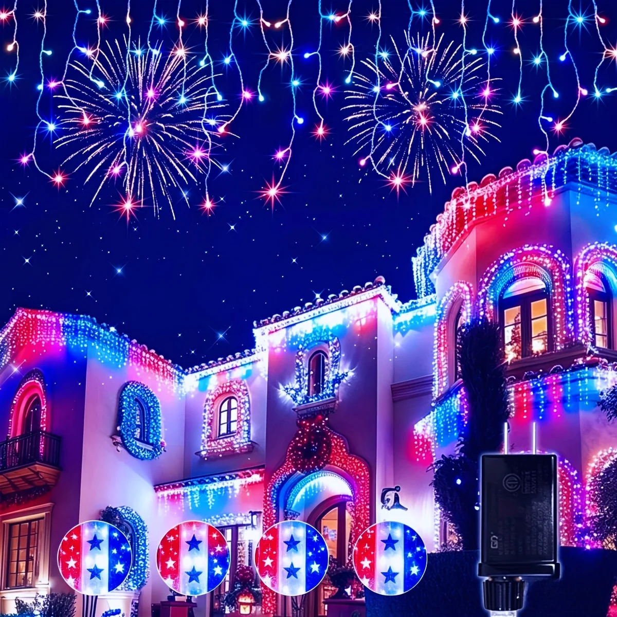 240 LED RGB Icicle String Lights with Timer, Outdoor Patriotic Decor for 4th Of July Independence Day, Plug-in Waterproof Hanging Twinkle Lights for Courtyard, Garden, Yard, Patio, Wedding, Holiday, Festival, Home Wall, Window, Roof, Indoor & Outdoor
240 LED RGB Icicle String Lights with Timer, Outdoor Patriotic Decor for 4th Of July Independence Day, Plug-in Waterproof Hanging Twinkle Lights for Courtyard, Garden, Yard, Patio, Wedding, Holiday, Festival, Home Wall, Window, Roof, Indoor & Outdoor