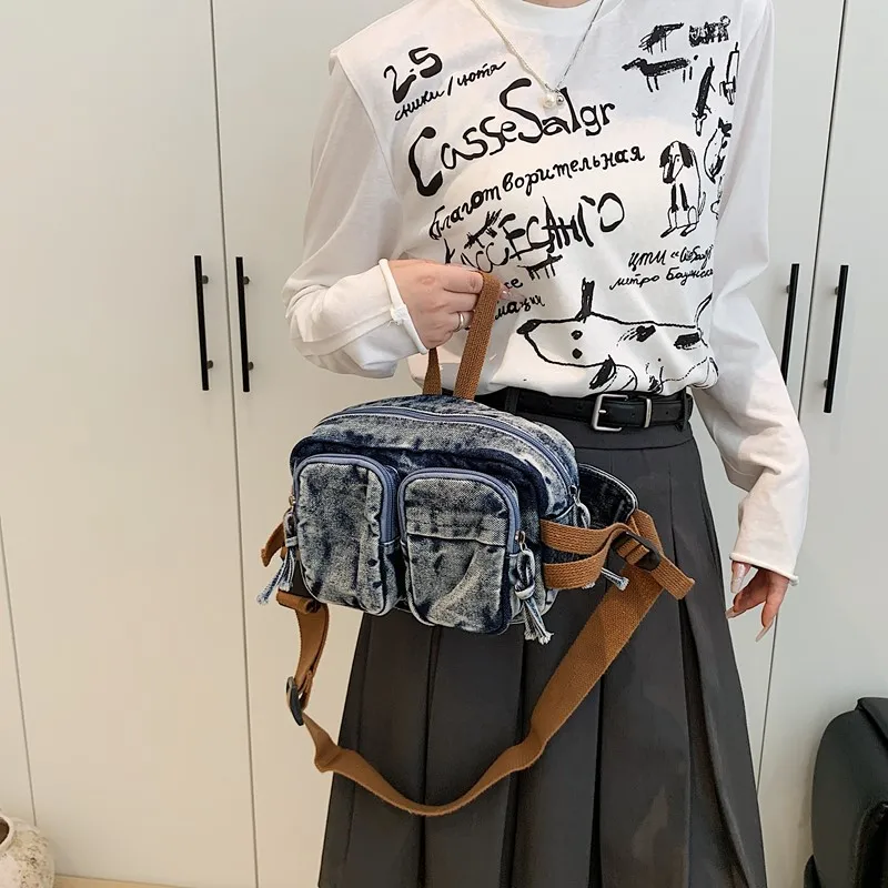 Women Men Denim Waist Belt Bag Casual Chest Handbag Bog Travel Shopper Bag Fashion Design Fanny Pack Bag Cross Body Bag
Women Men Denim Waist Belt Bag Casual Chest Handbag Bog Travel Shopper Bag Fashion Design Fanny Pack Bag Cross Body Bag