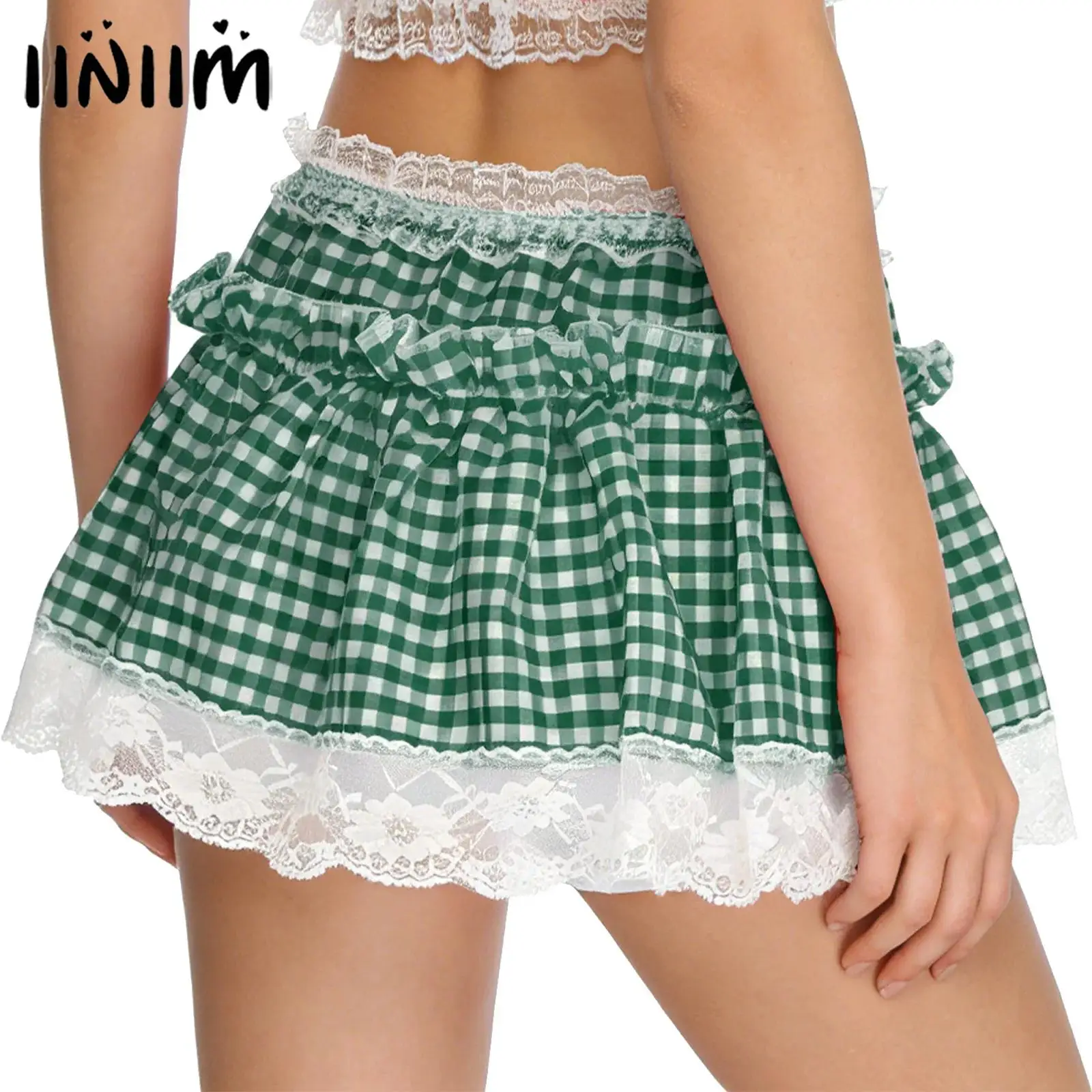 Женская клетчатая мини-юбка Октоберфест с кружевной отделкой и рюшами по подолу, юбка с эластичной резинкой на талии, юбка в стиле аниме, вечерние фестивали, костюм фанатов Лолиты
Женская клетчатая мини-юбка Октоберфест с кружевной отделкой и рюшами по подолу, юбка с эластичной резинкой на талии, юбка в стиле аниме, вечерние фестивали, костюм фанатов Лолиты