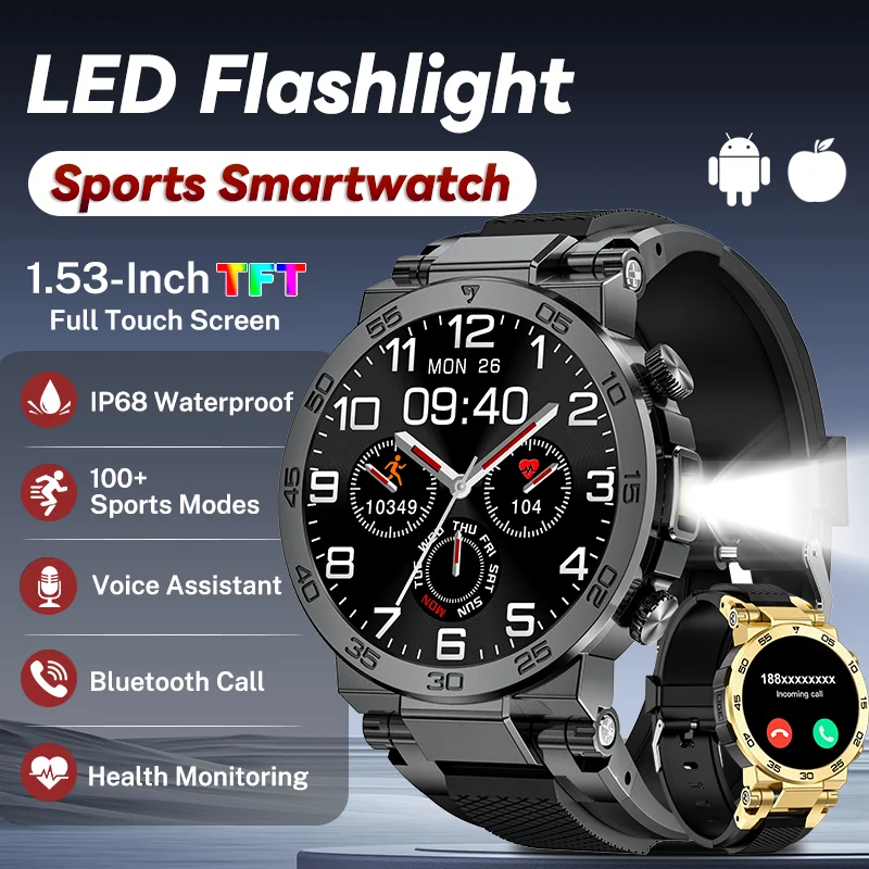 LIGE 2025 New Flashlight Smartwatch Waterproof 100+ Sports Heart Rate Blood Oxygen BT Call Outdoor Smart Watch For Android iOS
LIGE 2025 New Flashlight Smartwatch Waterproof 100+ Sports Heart Rate Blood Oxygen BT Call Outdoor Smart Watch For Android iOS