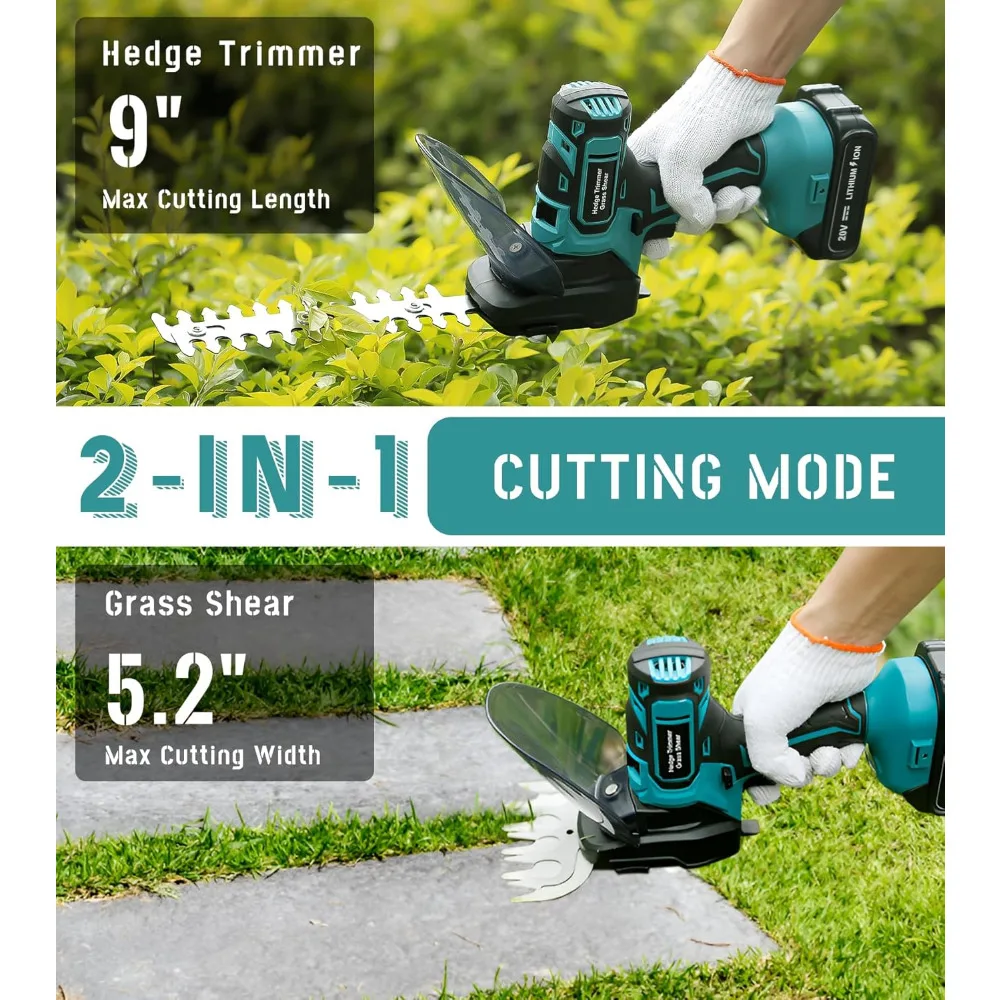 Cordless Grass Shear & Shrubbery Trimmer, 2 in 1 Handheld Grass Trimmer Mini Hedge Trimmer with Rechargeable 2.0 Ah Battery
Cordless Grass Shear & Shrubbery Trimmer, 2 in 1 Handheld Grass Trimmer Mini Hedge Trimmer with Rechargeable 2.0 Ah Battery