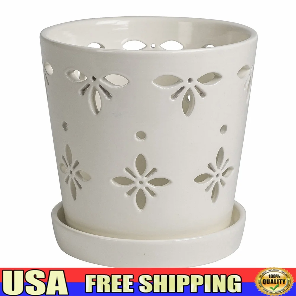Elegant Round Ceramic Planter with Drainage Holes Saucer Orchids Herbs Small Indoor Plants Decor
Elegant Round Ceramic Planter with Drainage Holes Saucer Orchids Herbs Small Indoor Plants Decor