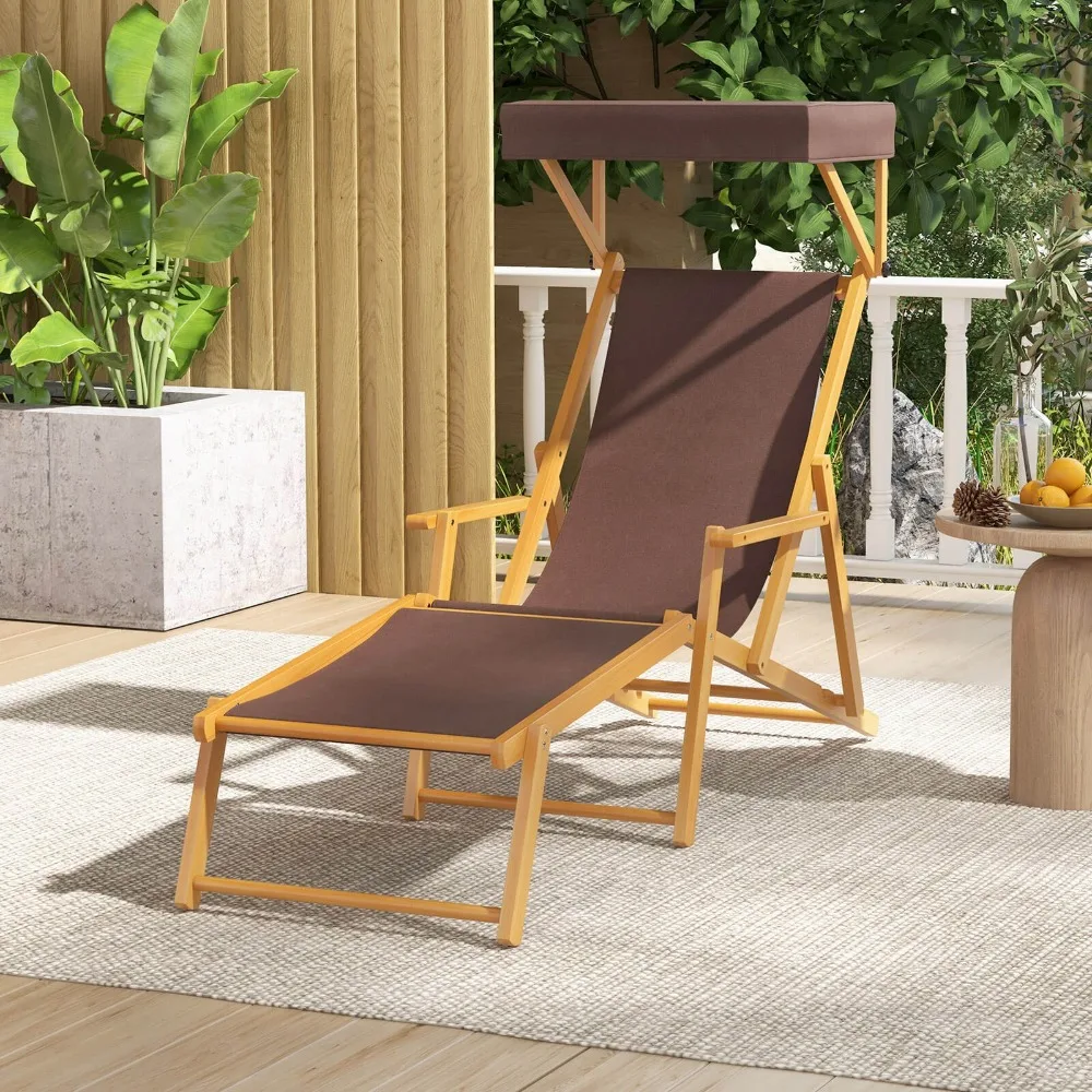 Birch Wood Chaise Lounge Chair w/Adjustable Canopy Reclining Backrest & Footrest
Birch Wood Chaise Lounge Chair w/Adjustable Canopy Reclining Backrest & Footrest