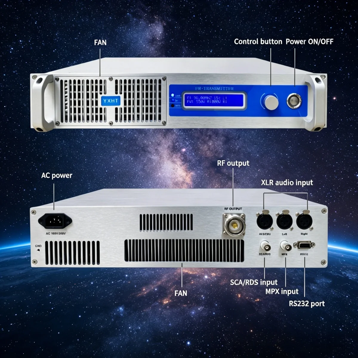 HQ- YXHT-1, 300W FM Transmitter Radio Station, Rural Signal Coverage, High Stability Low Noise, Factory Direct