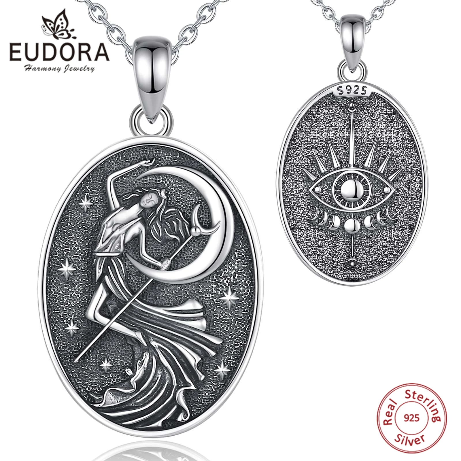 Ожерелье Eudora из стерлингового серебра 925 пробы NYX Moon Goddess для женщин, подвеска Goddess of Night Nyx, языческий амулет Wicca, огромные ювелирные изделия
Ожерелье Eudora из стерлингового серебра 925 пробы NYX Moon Goddess для женщин, подвеска Goddess of Night Nyx, языческий амулет Wicca, огромные ювелирные изделия