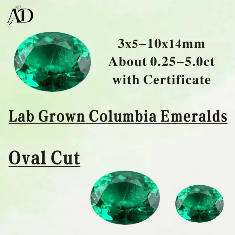 Lab Grown Columbian Emeralds Oval Shape Gemstone VVS1 for Diy Jewelry Making Material Selectable AGL Certificate
Lab Grown Columbian Emeralds Oval Shape Gemstone VVS1 for Diy Jewelry Making Material Selectable AGL Certificate