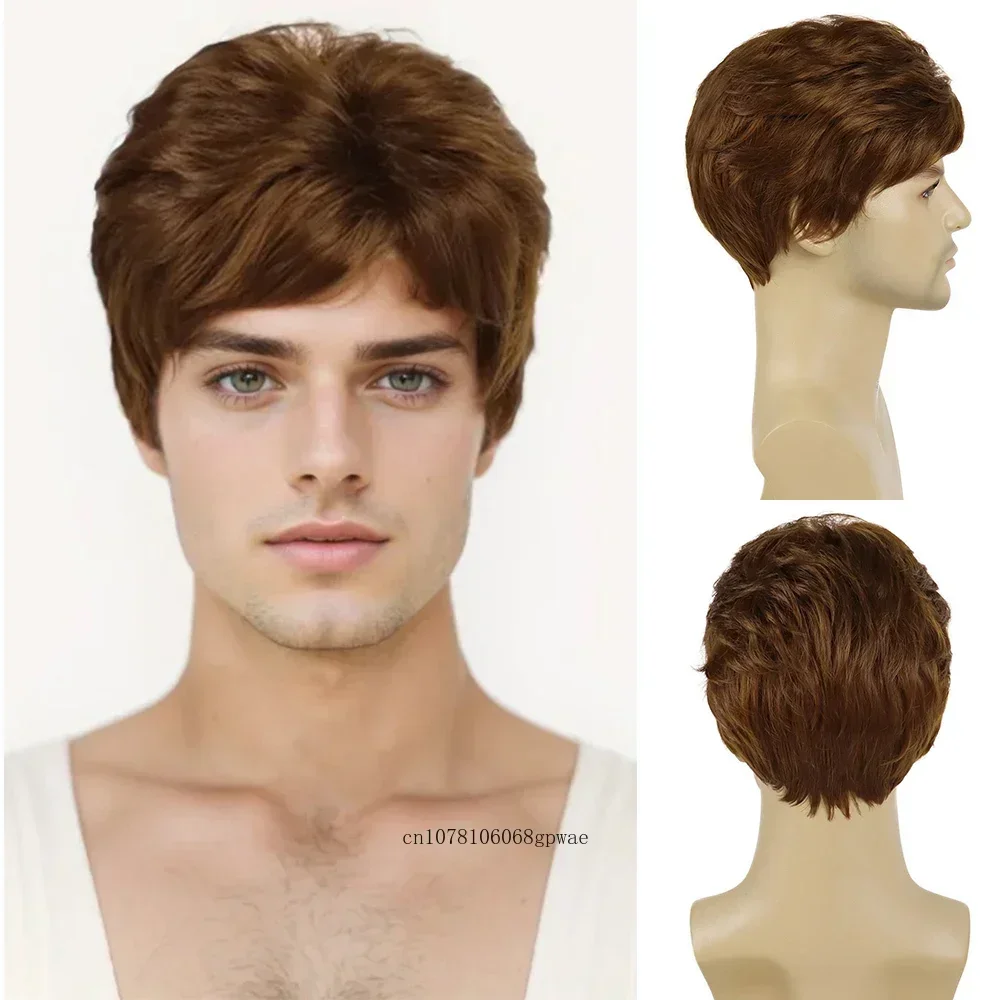 Brown Wigs Layered Synthetic Hair Short Soft Wig with Bangs for Men Male Guys Heat Resistant Cosplay Halloween Daily Costume
Brown Wigs Layered Synthetic Hair Short Soft Wig with Bangs for Men Male Guys Heat Resistant Cosplay Halloween Daily Costume