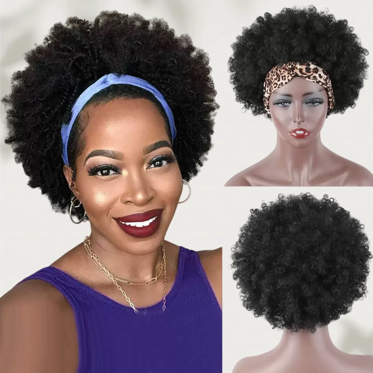 Women's Afro Curly Headband Wig, Short Fluffy Synthetic Hair, Ice Silk Headband Wig for African American Daily Wear
Women's Afro Curly Headband Wig, Short Fluffy Synthetic Hair, Ice Silk Headband Wig for African American Daily Wear