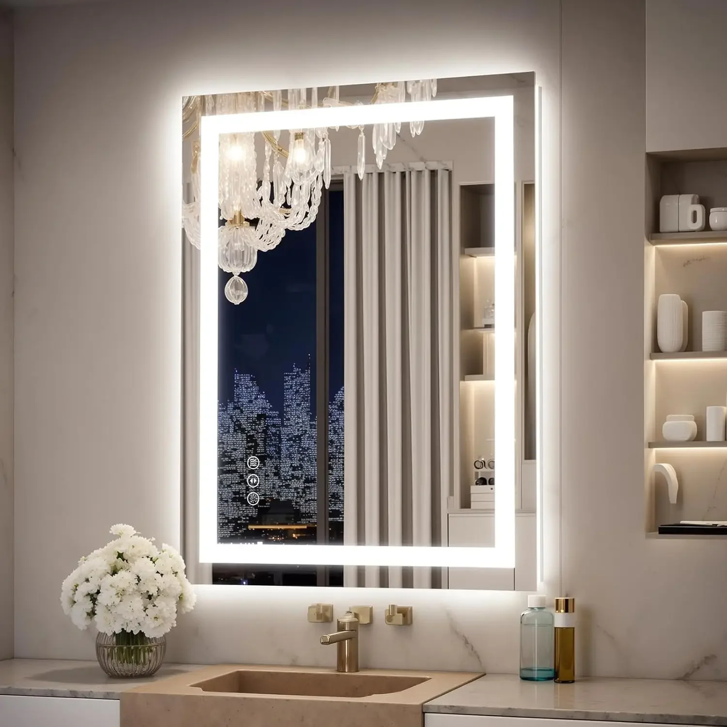 24x32 LED Bathroom Mirror with Lights – Anti-Fog, Dimmable, Backlit & Front Lit Lighted Vanity Mirror for Wall – Smart Bathroom
24x32 LED Bathroom Mirror with Lights – Anti-Fog, Dimmable, Backlit & Front Lit Lighted Vanity Mirror for Wall – Smart Bathroom
