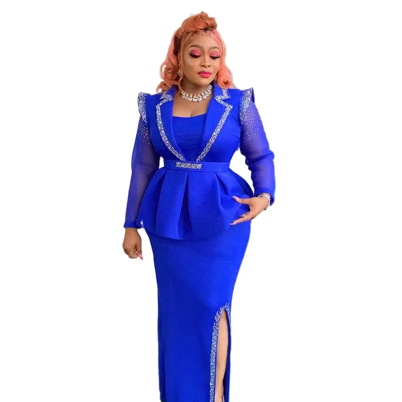 Luxury African Dress for Women Elegant 2025 Square Neck Diamond Full Sleeve Belt Waisted Side Split Floor Length Birthday Dress
Luxury African Dress for Women Elegant 2025 Square Neck Diamond Full Sleeve Belt Waisted Side Split Floor Length Birthday Dress