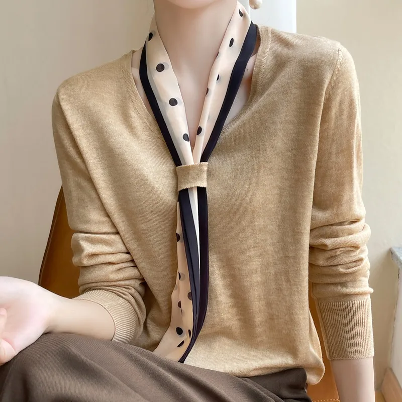 2024 Spring and Autumn New Worsted Wool round Neck Top Women's Slimming Ribbon Bow Tie Pullover Knitting Bottoming Shirt
2024 Spring and Autumn New Worsted Wool round Neck Top Women's Slimming Ribbon Bow Tie Pullover Knitting Bottoming Shirt