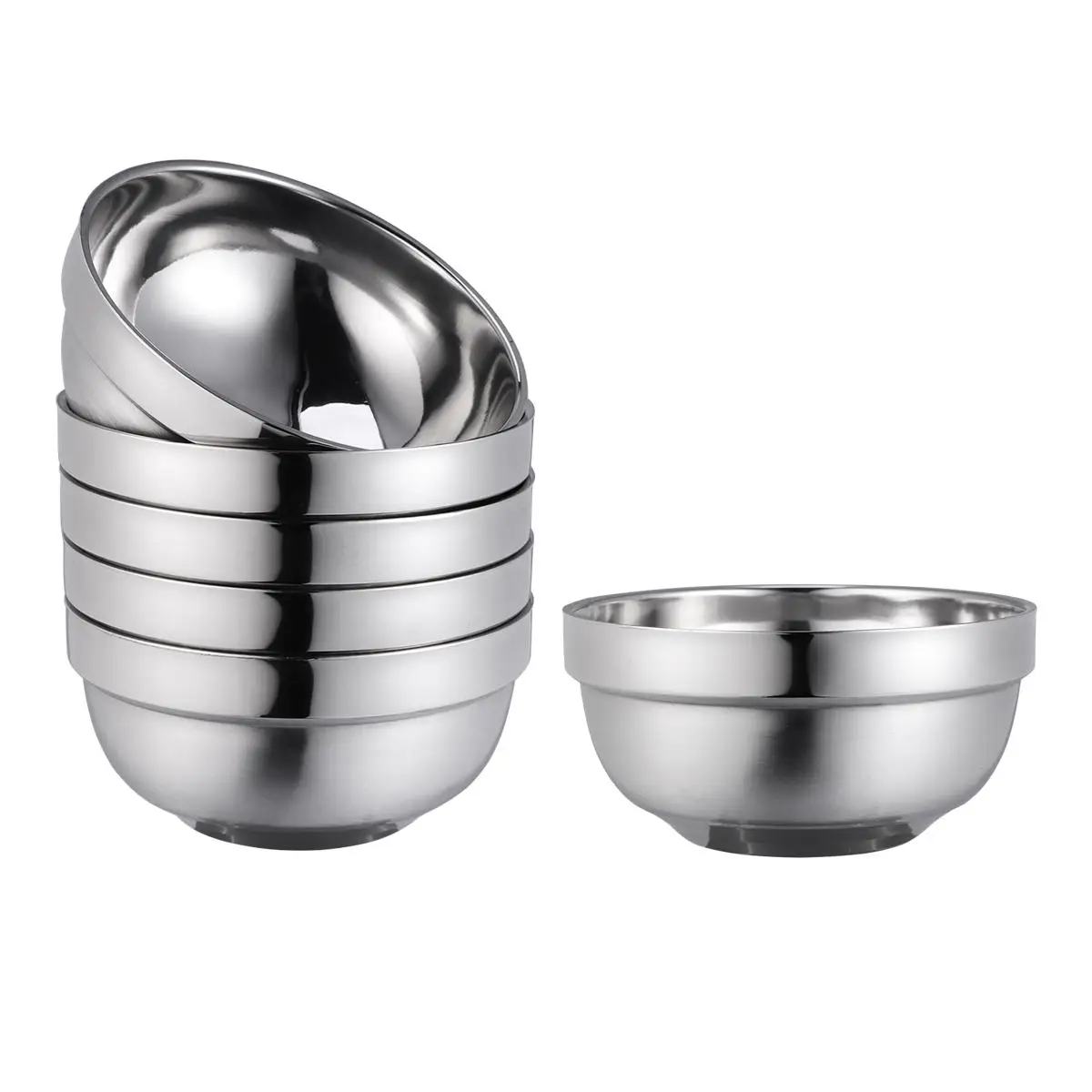 6 Pcs Stainless Steel Bowls Anti-hot Insulated Child Soup Bowls Long Life Easy Clean Beach Camping Home Kitchen Bar
6 Pcs Stainless Steel Bowls Anti-hot Insulated Child Soup Bowls Long Life Easy Clean Beach Camping Home Kitchen Bar