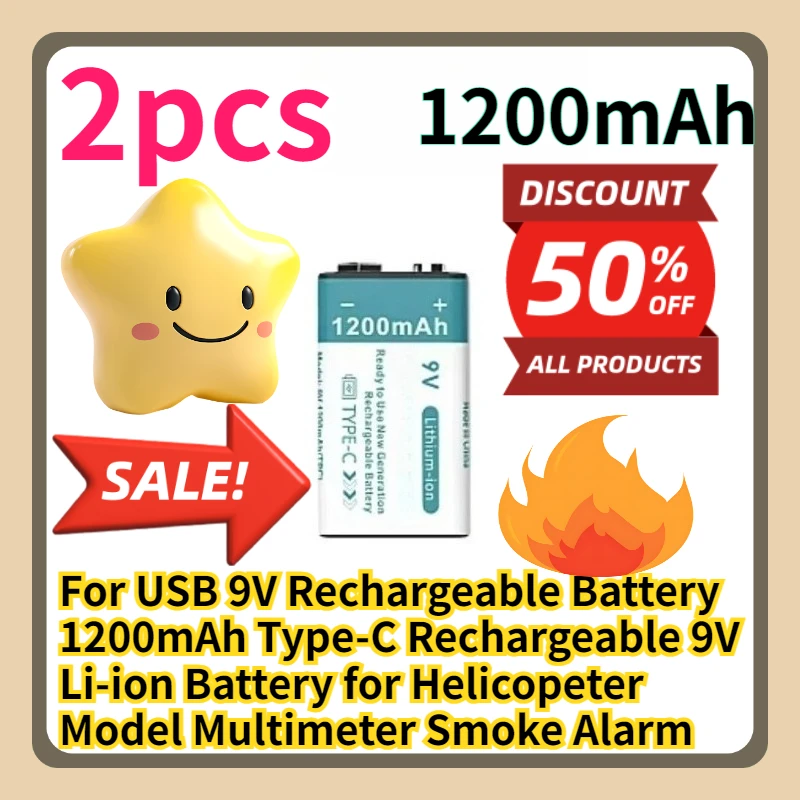 For USB 9V Rechargeable Battery 1200mAh Type-C Rechargeable 9V Li-ion Battery for Helicopeter Model Multimeter Smoke Alarm
For USB 9V Rechargeable Battery 1200mAh Type-C Rechargeable 9V Li-ion Battery for Helicopeter Model Multimeter Smoke Alarm