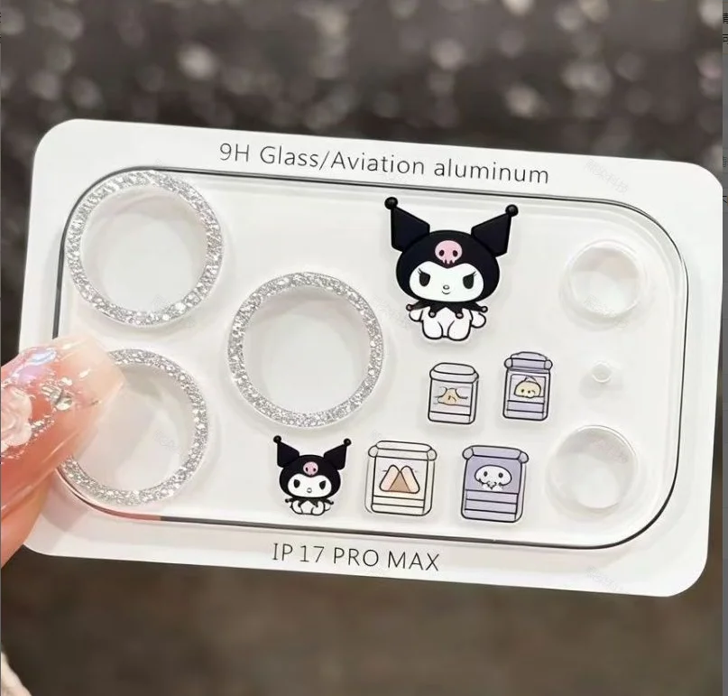 Cute Kuromi Camera Lens Protector for iPhone 17 Pro Max 17 Pro 3-in-1 Full Cover Glitter Film HD Clear Tempered Glass Cute Kuromi Camera Lens Protector for iPhone 17 Pro Max 17 Pro 3-in-1 Full Cover Glitter Film HD Clear Tempered Glass
