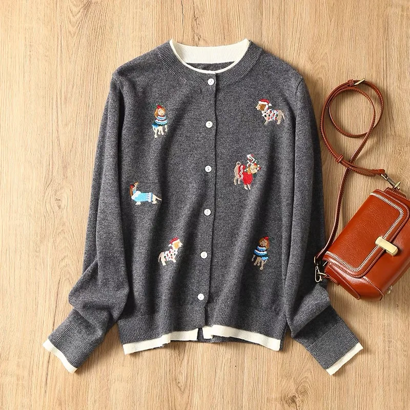 Women's Clothing Casual Loose O-neck Fake Two Pieces Sweaters Autumn Winter Fashion Cartoon Embroidery Knitted Cardigan
Women's Clothing Casual Loose O-neck Fake Two Pieces Sweaters Autumn Winter Fashion Cartoon Embroidery Knitted Cardigan