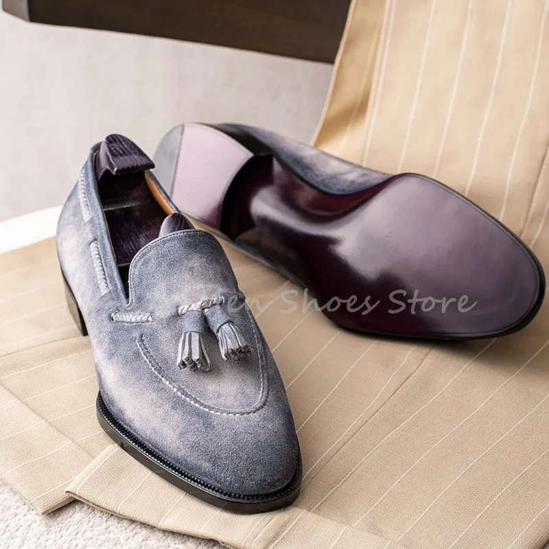 Men's Slate Grey Suede Loafers Tassel Design Casual Business Slip On Work Shoes Genuine Leather Comfort Stylish Flats for Daily
Men's Slate Grey Suede Loafers Tassel Design Casual Business Slip On Work Shoes Genuine Leather Comfort Stylish Flats for Daily