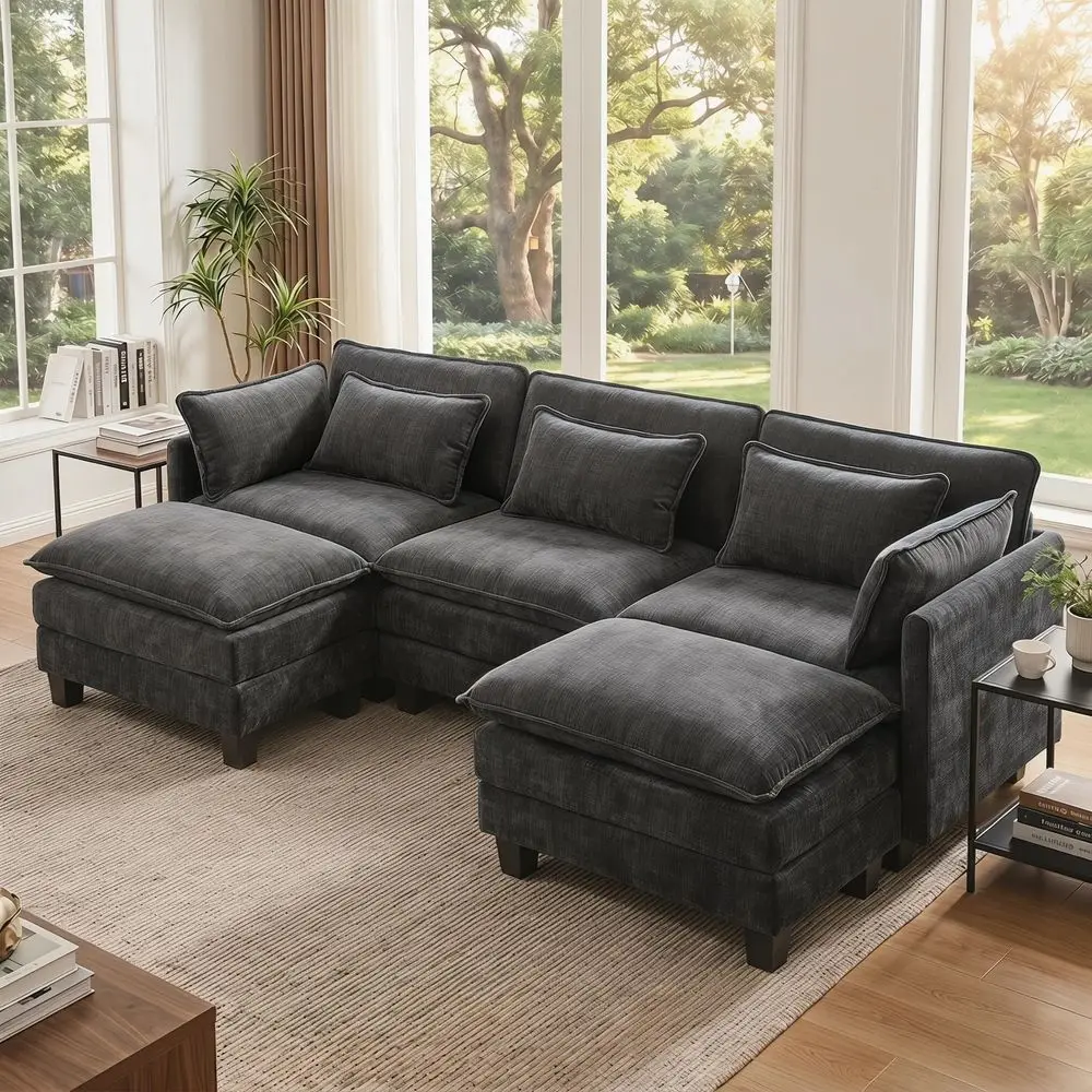 Sectional Couches for Living Room, 110.6 U Shape Cloud Modular Sectional Sofa, 5 Seater Chenille Deep Seat Sofa with 2 Movable
Sectional Couches for Living Room, 110.6 U Shape Cloud Modular Sectional Sofa, 5 Seater Chenille Deep Seat Sofa with 2 Movable
