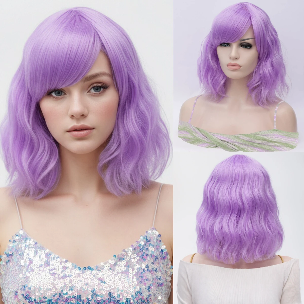 Women's Synthetic Short Purple Curly Wig with Side Bangs For White Lady Daily Wear Cosplay Fake Hair Heat Resistant
Women's Synthetic Short Purple Curly Wig with Side Bangs For White Lady Daily Wear Cosplay Fake Hair Heat Resistant