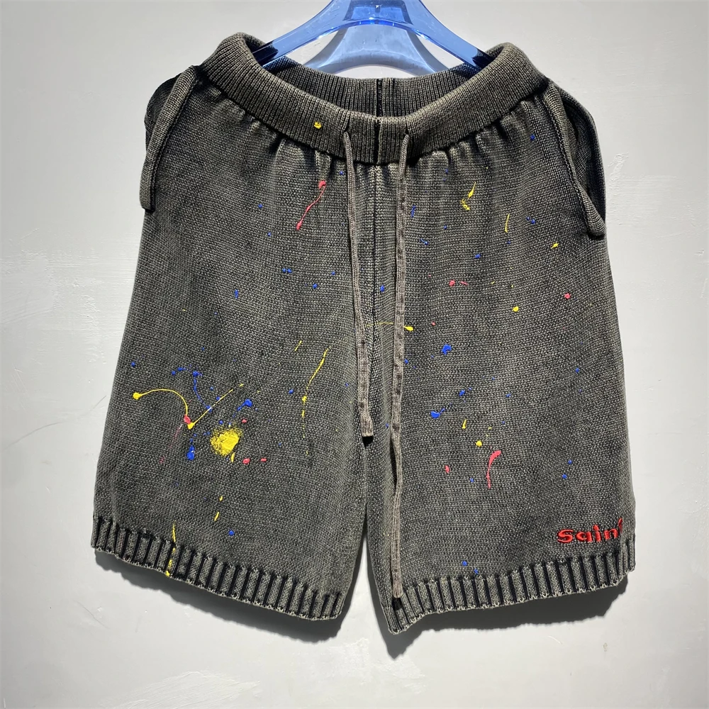 Washed Saint Watercolor Splashed Ink Embroidered Logo Knitted Loop Breeches Drawstring Shorts Men Women Jogger pants
Washed Saint Watercolor Splashed Ink Embroidered Logo Knitted Loop Breeches Drawstring Shorts Men Women Jogger pants