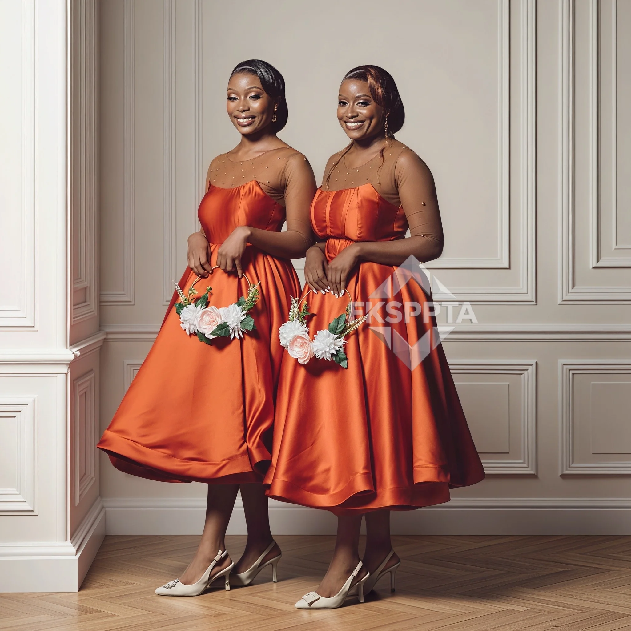 2026 Burnt Orange African Bridesmaid Dresses Full Tulle A Line Pearls Satin Black Women Wedding Party Gowns Plus Size
2026 Burnt Orange African Bridesmaid Dresses Full Tulle A Line Pearls Satin Black Women Wedding Party Gowns Plus Size