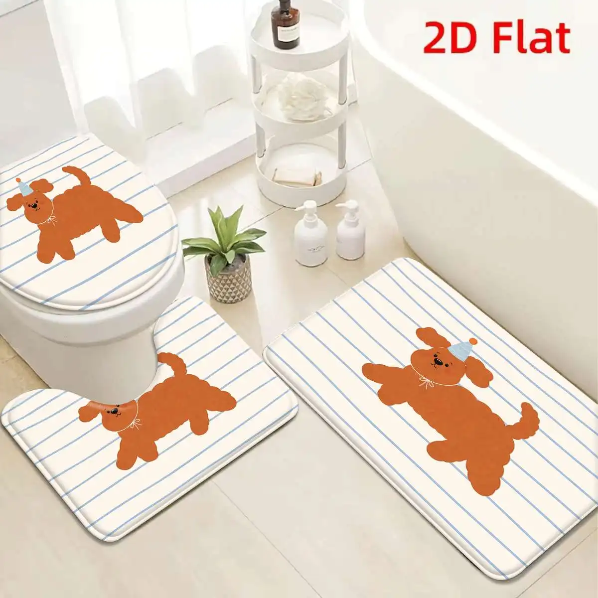 3Pcs Cream Stripe Dog Bath Mat Non Slip Absorbent Toilet Rug with Lid Cover for Bathroom Washable Flannel Soft Base
3Pcs Cream Stripe Dog Bath Mat Non Slip Absorbent Toilet Rug with Lid Cover for Bathroom Washable Flannel Soft Base