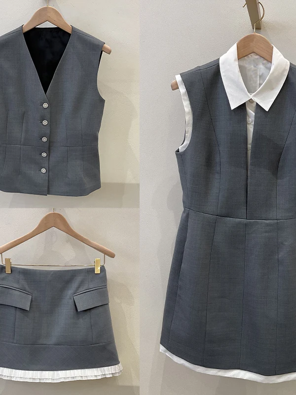 Early Spring Commute Contrast Color Collar Shirt Waist Cinching Vest Dress V Neck French Style Ladies Workwear Single Button
Early Spring Commute Contrast Color Collar Shirt Waist Cinching Vest Dress V Neck French Style Ladies Workwear Single Button