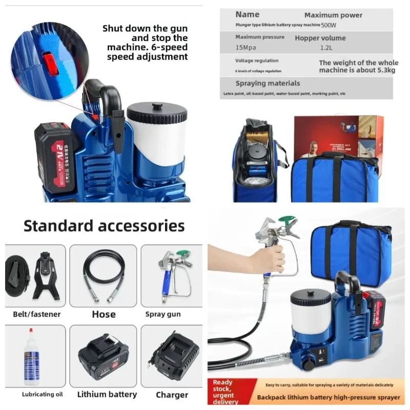 Backpack Paint Sprayer - Lithium Electric Airless Spray Gun for DIY Home Painting
Backpack Paint Sprayer - Lithium Electric Airless Spray Gun for DIY Home Painting