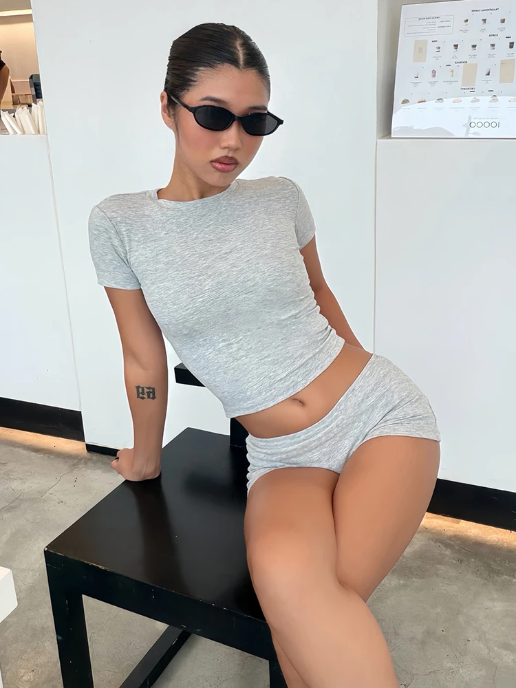 Kliou Casual Simple 2 Piece Set Woman Summer Trend o-Neck Short Sleeve Crop Tops+Mini Shorts Daily Sporty Style Classic Outfits
Kliou Casual Simple 2 Piece Set Woman Summer Trend o-Neck Short Sleeve Crop Tops+Mini Shorts Daily Sporty Style Classic Outfits