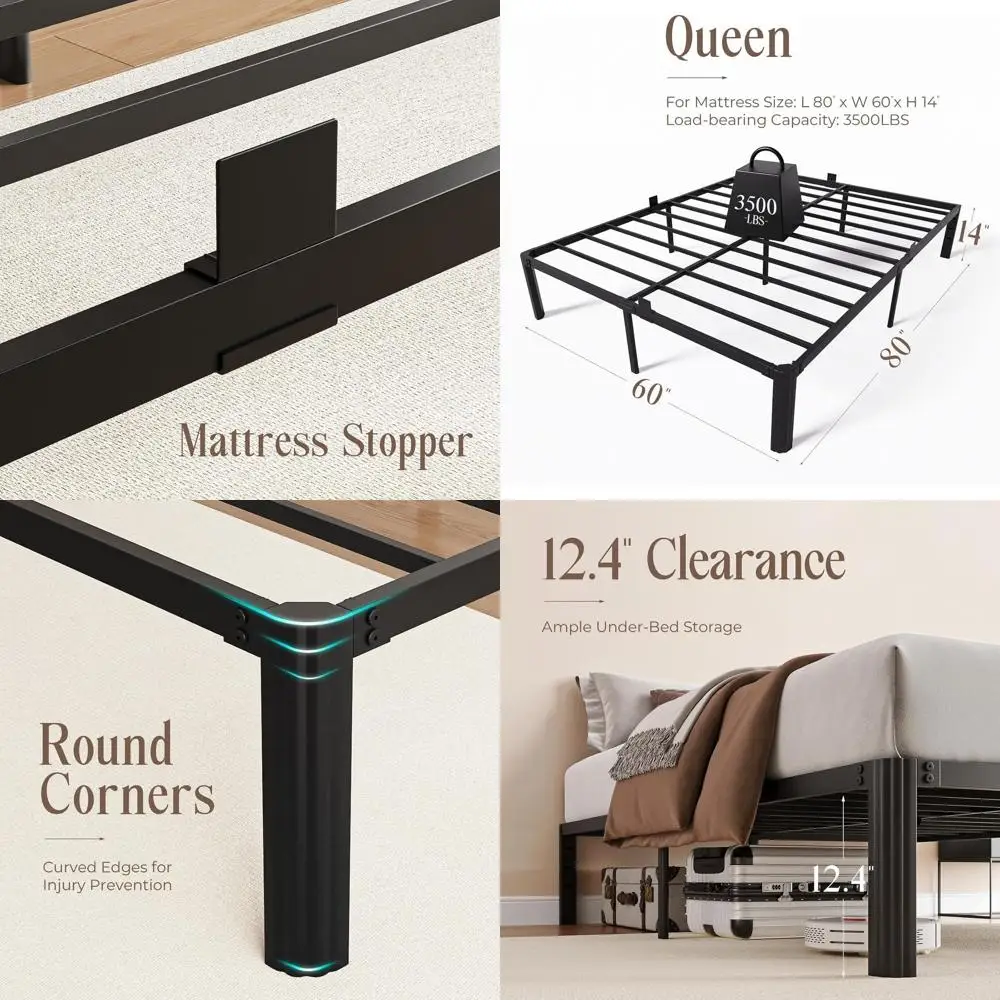 Queen Size Heavy Duty Metal Bed Frame with Round Corner Legs, Mattress Retainer, No Box Spring, Easy Assembly
Queen Size Heavy Duty Metal Bed Frame with Round Corner Legs, Mattress Retainer, No Box Spring, Easy Assembly