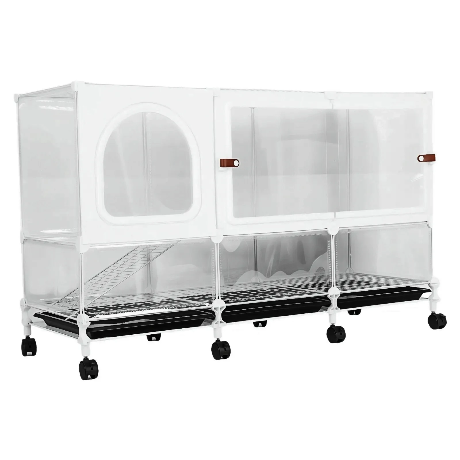 2-Tier Rolling Rabbit Hutch with Pull Out Tray Metal Rabbit Breeding Cage with Wheels 105x35x66cm for Indoor Animal Chinchillas
2-Tier Rolling Rabbit Hutch with Pull Out Tray Metal Rabbit Breeding Cage with Wheels 105x35x66cm for Indoor Animal Chinchillas