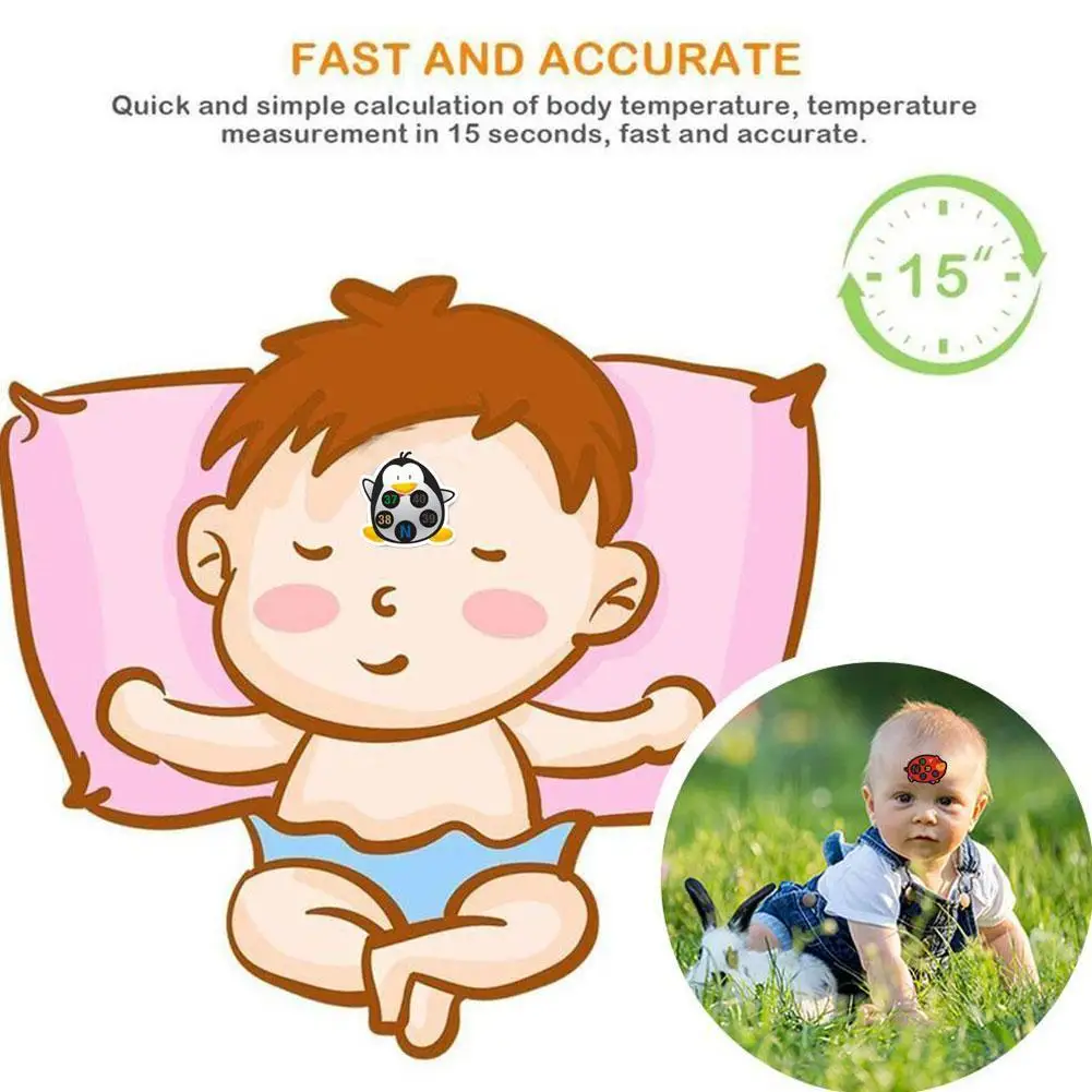 10PCS Baby Cute Cartoon Animal Sticker Forehead Head Strip Body Fever Thermometer Children Safety Baby Care Thermometer